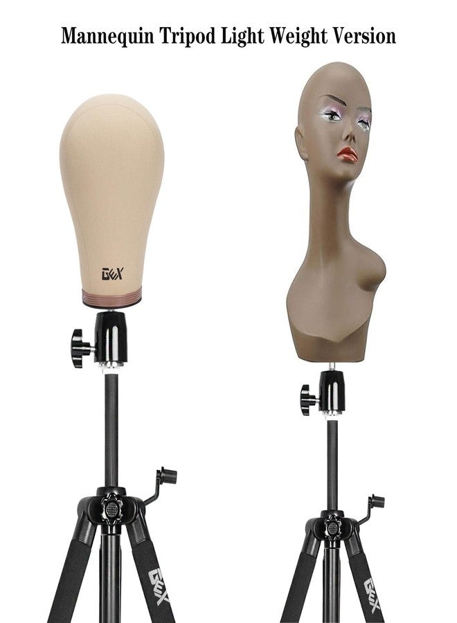 GEXWORLDWIDE 55" Mannequin Tripod Stand Canvas Block Training Doll Manikin Head Wig Stand for Cosmetology Hairdressing (Black) - Image 5